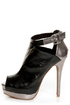 C Label Jocelyn 54 Black and Silver Peep Toe Platform Booties