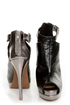 C Label Jocelyn 54 Black and Silver Peep Toe Platform Booties