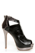 C Label Jocelyn 54 Black and Silver Peep Toe Platform Booties