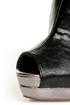 C Label Jocelyn 54 Black and Silver Peep Toe Platform Booties