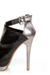 C Label Jocelyn 54 Black and Silver Peep Toe Platform Booties