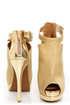 C Label Jocelyn 54 Natural and Gold Peep Toe Platform Booties