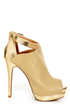 C Label Jocelyn 54 Natural and Gold Peep Toe Platform Booties