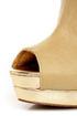 C Label Jocelyn 54 Natural and Gold Peep Toe Platform Booties