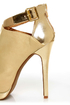 C Label Jocelyn 54 Natural and Gold Peep Toe Platform Booties