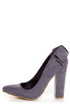 C Label Kristy 6 Purple Burnished Back-Bow Pointed Chunky Heels