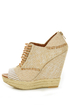 Chinese Laundry Make My Day Natural Linen Patchwork Wedges