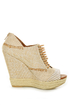 Chinese Laundry Make My Day Natural Linen Patchwork Wedges