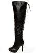 C Label Peyton 8A Black Back-Laced High Heel OTK Boots