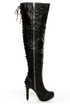 C Label Peyton 8A Black Back-Laced High Heel OTK Boots