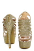 Chinese Laundry Tea Party Glitter Gold Cage Platform Pumps