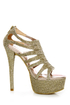 Chinese Laundry Tea Party Glitter Gold Cage Platform Pumps