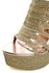 Chinese Laundry Tea Party Glitter Gold Cage Platform Pumps