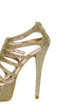 Chinese Laundry Tea Party Glitter Gold Cage Platform Pumps
