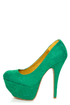 Dollhouse Allure Teal Lace Platform Pumps