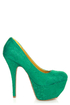 Dollhouse Allure Teal Lace Platform Pumps