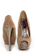 Dollhouse Devoted Nude and Metallic Peep Toe Pumps