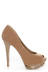 Dollhouse Devoted Nude and Metallic Peep Toe Pumps