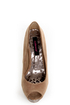 Dollhouse Devoted Nude and Metallic Peep Toe Pumps