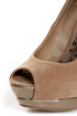 Dollhouse Devoted Nude and Metallic Peep Toe Pumps