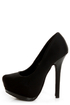 Dollhouse Dulce Black Lycra and Patent Platform Pumps