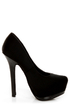 Dollhouse Dulce Black Lycra and Patent Platform Pumps