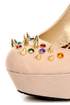 Dollhouse Gemini Nude Bejeweled and Spiked Platform Heels