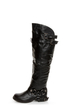 Dollhouse Hit Black Biker Babe Belted OTK Motorcycle Boots