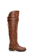Dollhouse Hit Chestnut Biker Babe Belted OTK Motorcycle Boots