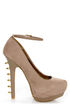 Dollhouse Notorious Taupe Studded Platform Pumps