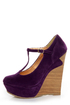 Dollhouse Trip Purple T-Strap Platform Wedges