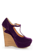 Dollhouse Trip Purple T-Strap Platform Wedges