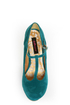 Dollhouse Trip Teal T-Strap Platform Wedges
