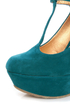 Dollhouse Trip Teal T-Strap Platform Wedges