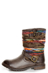 Dollhouse Yarn Brown Multi Yarn-Striped Ankle Boots