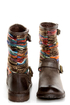 Dollhouse Yarn Brown Multi Yarn-Striped Ankle Boots
