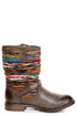 Dollhouse Yarn Brown Multi Yarn-Striped Ankle Boots