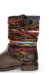 Dollhouse Yarn Brown Multi Yarn-Striped Ankle Boots