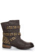 Dirty Laundry Showstopper Brown Studded Motorcycle Boots