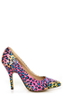 Fiebiger Tokyo Blue Dot Leopard Print Multicolored Pointed Heels