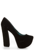 Fahrenheit Anne 08 Black Velvet Chunky Platform Heels