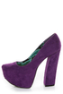 Fahrenheit Anne 08 Purple Velvet Chunky Platform Heels