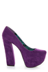 Fahrenheit Anne 08 Purple Velvet Chunky Platform Heels