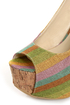 Fahrenheit Anne 22 Green Canvas Striped Platform Sandals