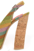 Fahrenheit Anne 22 Green Canvas Striped Platform Sandals