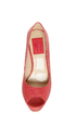 Fahrenheit Anne 24 Red Coral Snakeskin Peep Toe Platform Heels