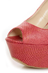 Fahrenheit Anne 24 Red Coral Snakeskin Peep Toe Platform Heels