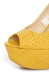 Fahrenheit Anne 24 Yellow Snakeskin Peep Toe Platform Heels
