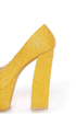 Fahrenheit Anne 24 Yellow Snakeskin Peep Toe Platform Heels
