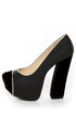 Fahrenheit Anne 41 Black Velvet Cap-Toe Platform Heels